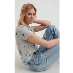 Lucky brand embroidered floral pattern tee shirt